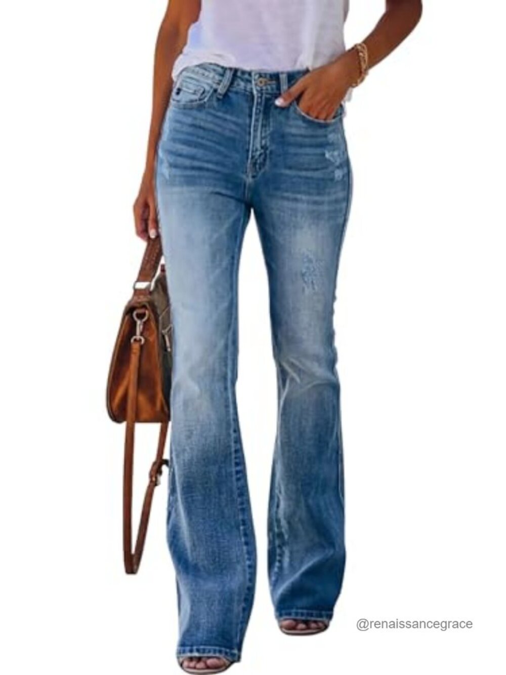 High Waisted Flare Bell Bottom Wide Leg Bootcut Jeans Stretchy Denim Pants